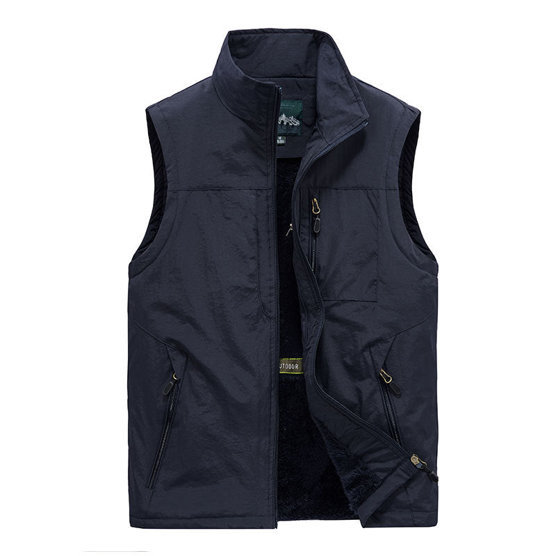 Herren Wattierte Fleecegefütterte Outdoor‑Weste mit Stehkragen und Reißverschlusstaschen Nord Taschen