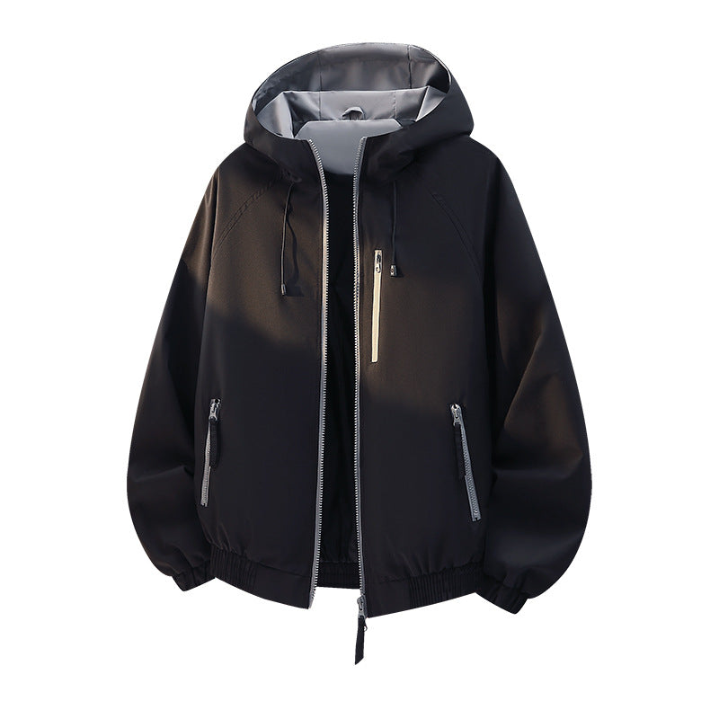 Damen Leichte Kapuzen‑Shelljacke im Urban‑Look mit kontrastfarbenem Futter, Reißverschlusstaschen und elastischem Bund Nord Taschen