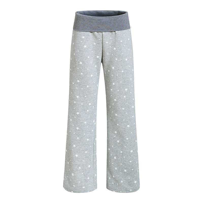 Damen Lounge-Hose mit weitem Bein, hohem Rippbund und Sternenprint Nord Taschen