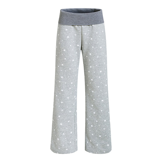 Damen Lounge-Hose mit weitem Bein, hohem Rippbund und Sternenprint Nord Taschen