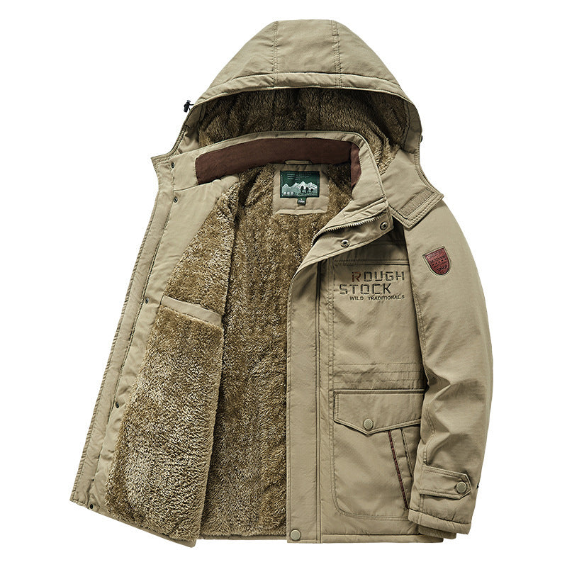 Herren wärmender gefütterter Kapuzenparka mit durchgehendem Teddyfleecefutter und Utility‑Taschen Nord Taschen