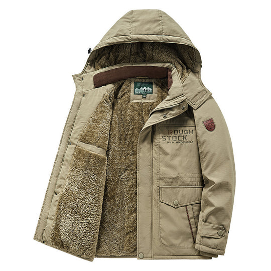 Herren wärmender gefütterter Kapuzenparka mit durchgehendem Teddyfleecefutter und Utility‑Taschen Nord Taschen