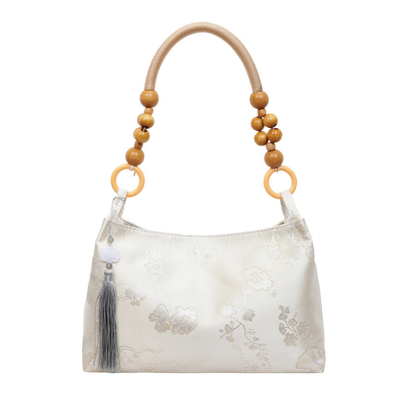 Damen elegante Umhängetasche mit einzigartigem Blumenmuster und modischen Holzgriffen Nord Taschen