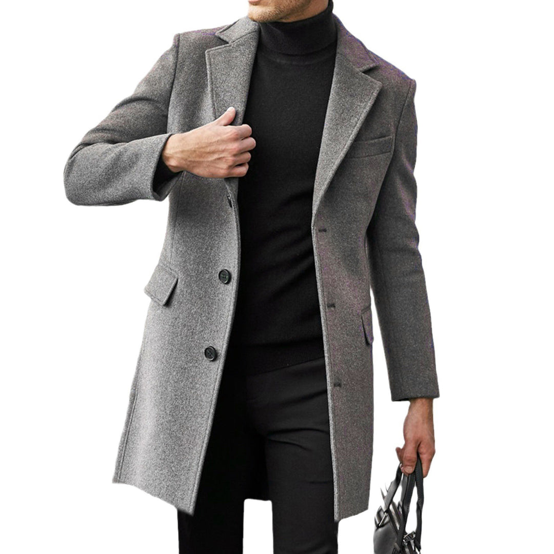 Herren Eleganter Wollmantel mit tailliertem City-Schnitt, Notch‑Revers und Pattentaschen Nord Taschen