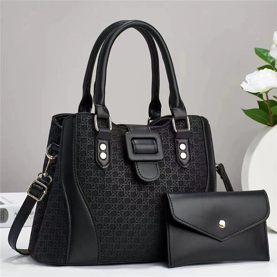 Damen modische Handtasche mit anspruchsvollem Reliefdesign und abnehmbarer Clutch Nord Taschen