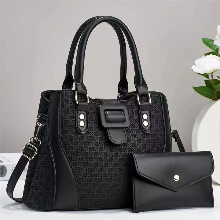 Damen modische Handtasche mit anspruchsvollem Reliefdesign und abnehmbarer Clutch Nord Taschen