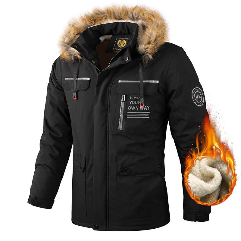 Herren Arktis-inspirierter Funktionsparka mit Teddyfutter und abnehmbarer Kunstfellkapuze Nord Taschen