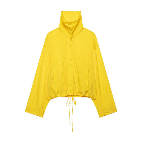 Damen Kurzer Tech‑Shell Blouson im Oversize‑Look mit hohem Stehkragen und Tunnelzug Nord Taschen