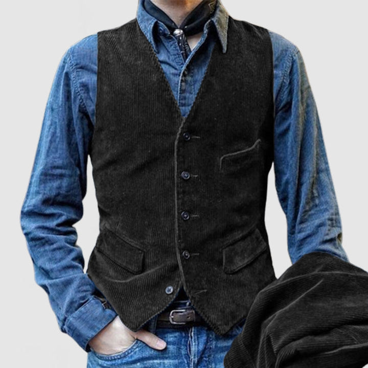 Herren Cordweste mit eleganten Details und funktionalen Taschen