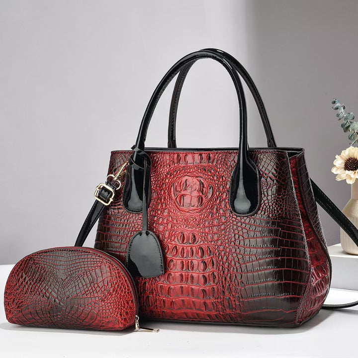 Damen Handtasche mit elegantem Krokodil-Look und abnehmbarer Clutch Nord Taschen