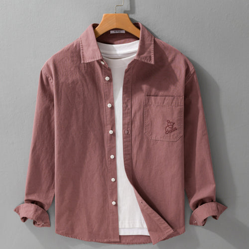 Herren Feines Cord-Überhemd im Overshirt-Stil mit Kentkragen und aufgesetzter Brusttasche Nord Taschen