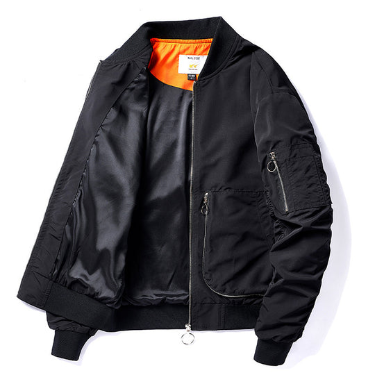 Herren Nylon-Bomberjacke im Flieger-Style mit Reißverschluss-Ärmeltasche und kontrastierendem Innenfutter Nord Taschen