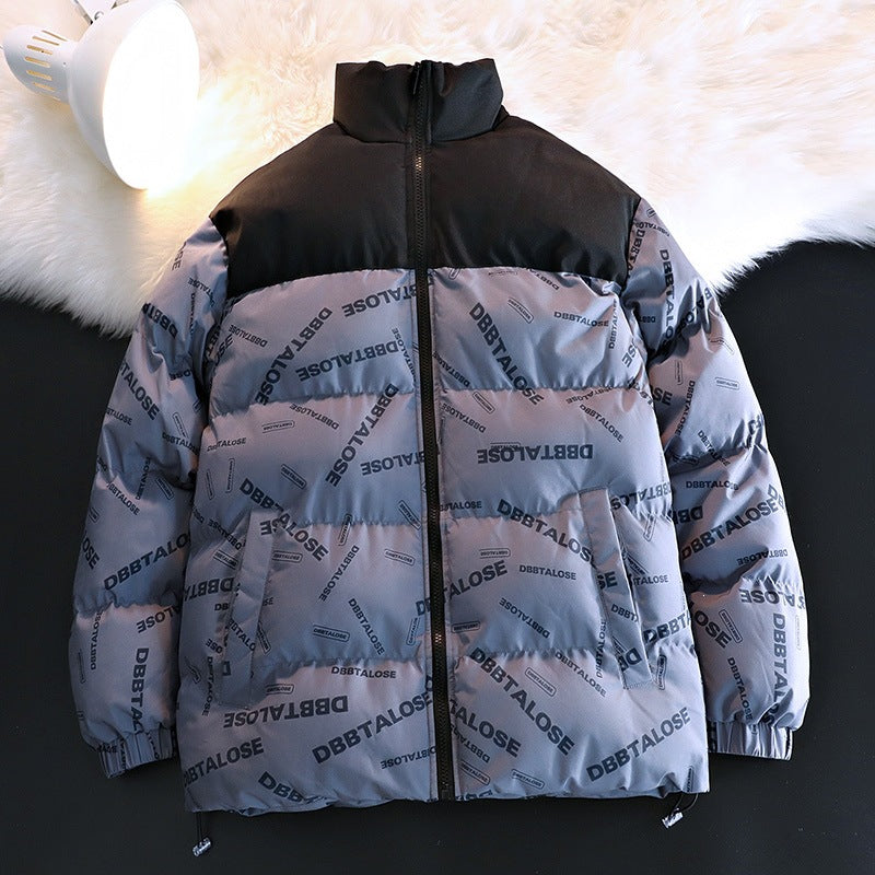 Unisex Gepolsterte Steppjacke mit Allover‑Logoprint, hohem Stehkragen & verstellbarem Saum Nord Taschen