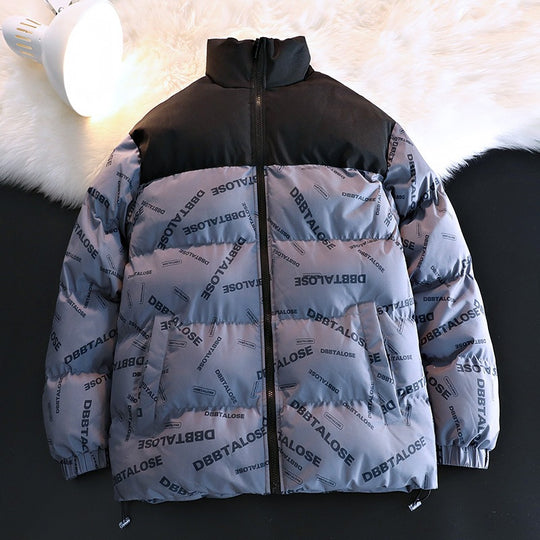 Unisex Gepolsterte Steppjacke mit Allover‑Logoprint, hohem Stehkragen & verstellbarem Saum Nord Taschen