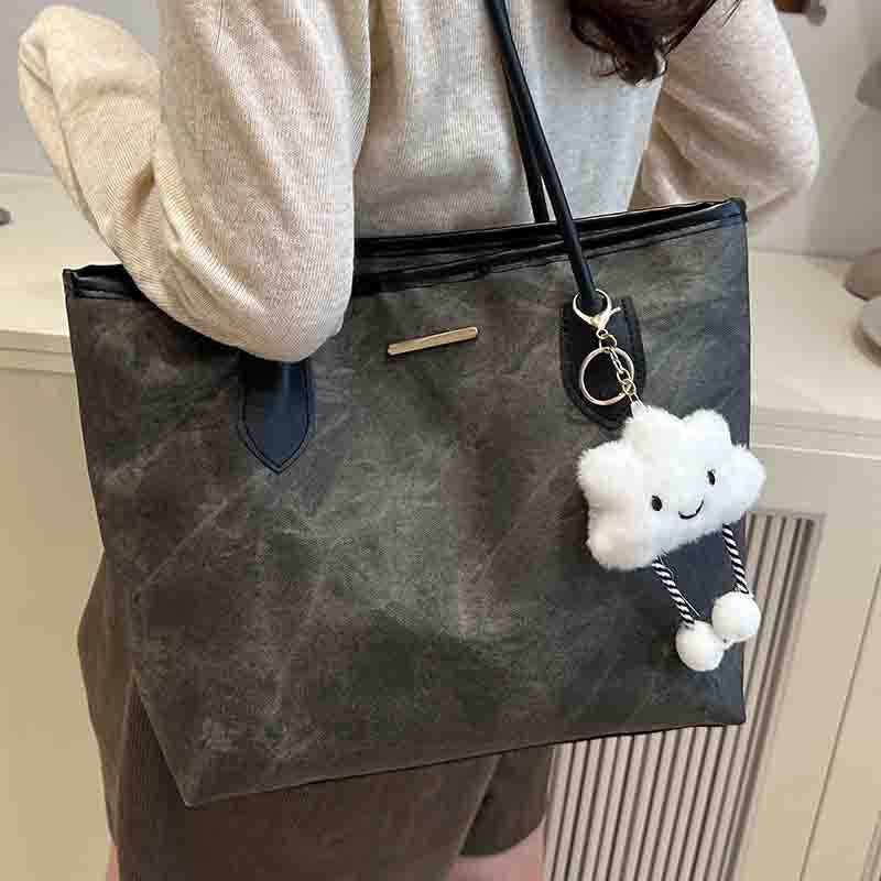 Damen Shopper-Tasche aus strapazierfähigem Canvas mit eleganten Ledergriffen Nord Taschen