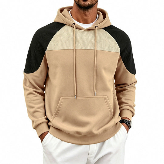 Herren Kapuzenpullover aus French Terry mit Waffelstruktur-Einsätzen und Kängurutasche Nord Taschen