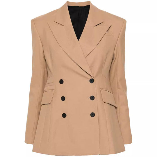 Damen Zweiteiliges tailliertes Doppelreihiges Blazer‑Hosenanzug mit ausgestellter Palazzohose Nord Taschen