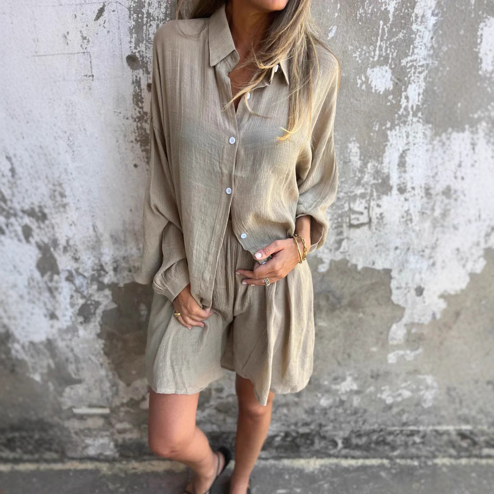 Damen Langärmlige Hemdbluse im Oversize-Stil mit Knopfleiste