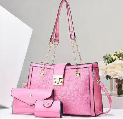 Damen Handtaschen-Set mit exklusiver Kroko-Prägung und abnehmbarer Clutch Nord Taschen