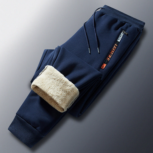 Herren Winterliche Fleece-Jogginghose mit Teddyfutter, elastischem Bund und Reißverschlusstaschen Nord Taschen