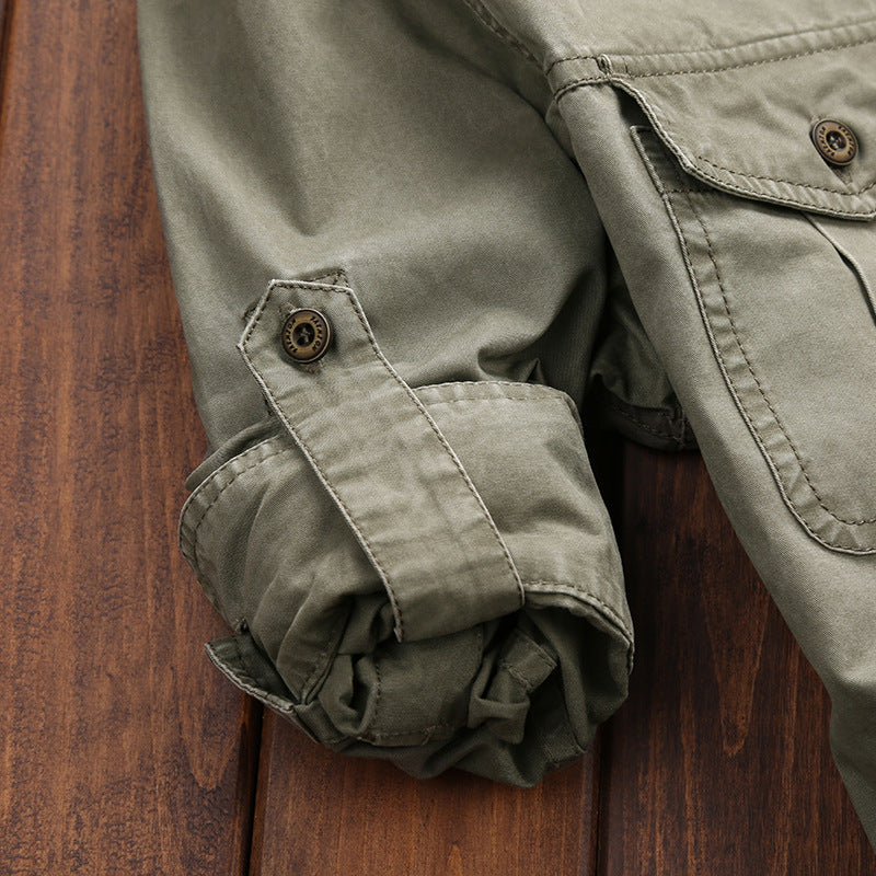 Herren Longline Canvas-Overshirt im Utility-Stil mit Brustpattentaschen Nord Taschen