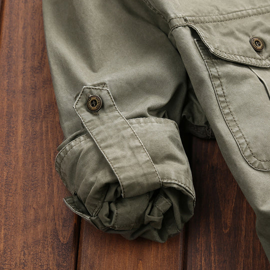 Herren Longline Canvas-Overshirt im Utility-Stil mit Brustpattentaschen Nord Taschen