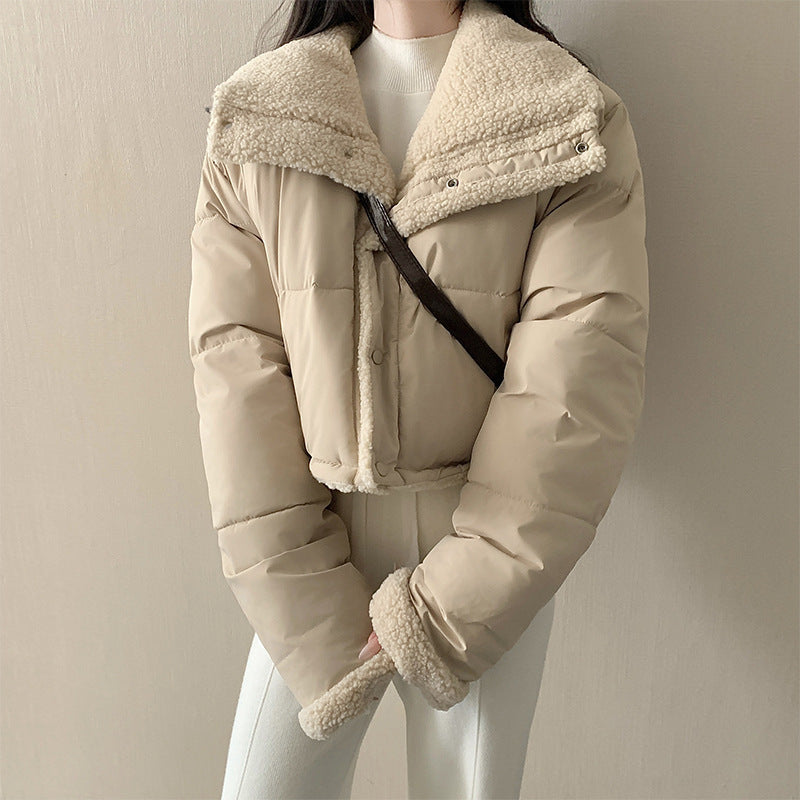Damen nan kurze wattierte Jacke mit hochschließendem Schalkragen und Teddybündchen Nord Taschen
