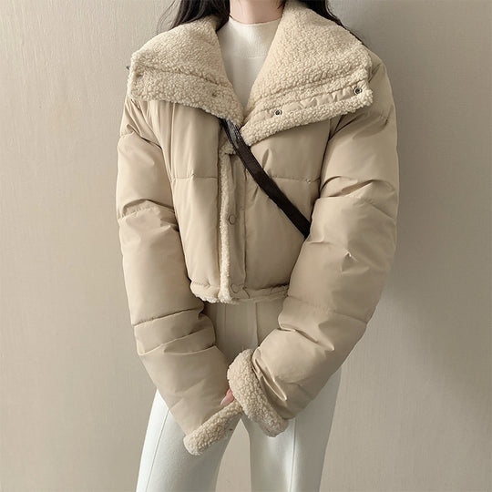 Damen nan kurze wattierte Jacke mit hochschließendem Schalkragen und Teddybündchen Nord Taschen