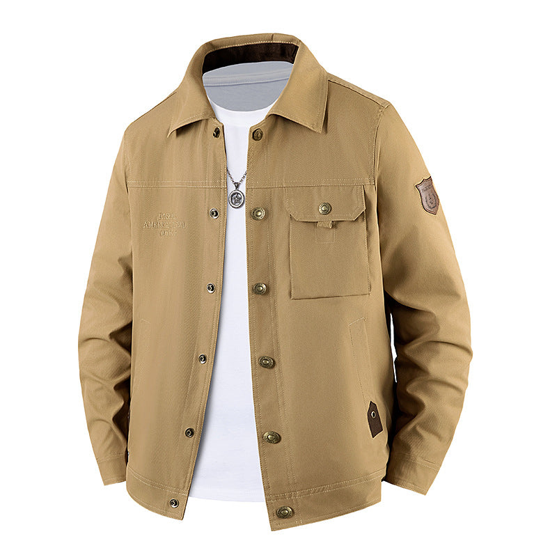 Herren Canvas-Workerjacke mit Knopfleiste, aufgesetzter Brusttasche und Hemdkragen Nord Taschen