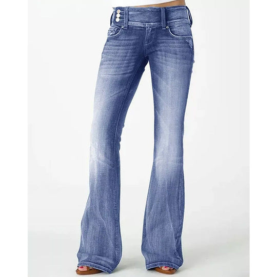 BeliNord Taschente Weinlese Seitenknopf Hohe Taille Skinny Jeans