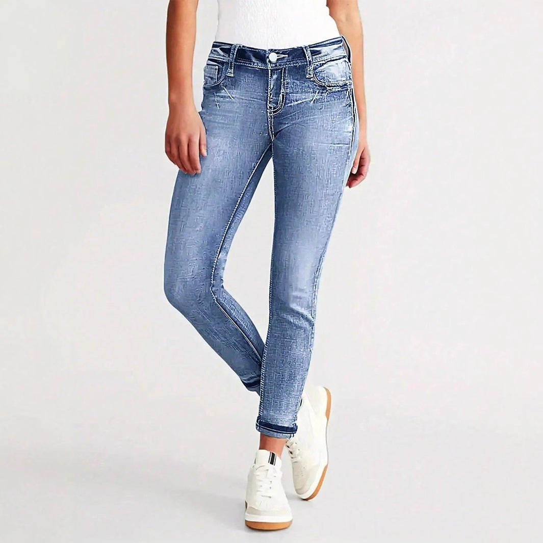 Damen eng anliegende hochgeschnittene Skinny-Jeans mit Sculpting-Effekt und Five-Pocket-Design Nord Taschen