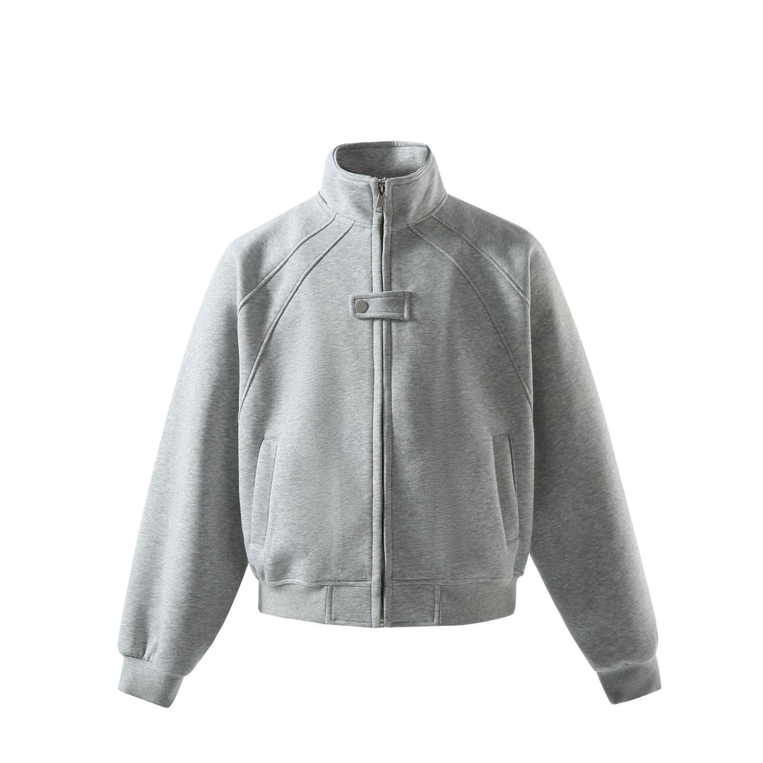 Unisex Kurz geschnittene Sweatblousonjacke mit hohem Stehkragen und Druckknopf‑Riegel Nord Taschen