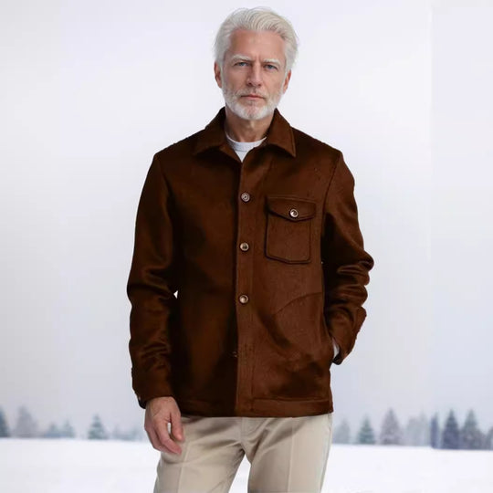 Herren Hemdenjacke aus Wollmix mit aufgesetzter Brusttasche und klassischem Hemdkragen Nord Taschen