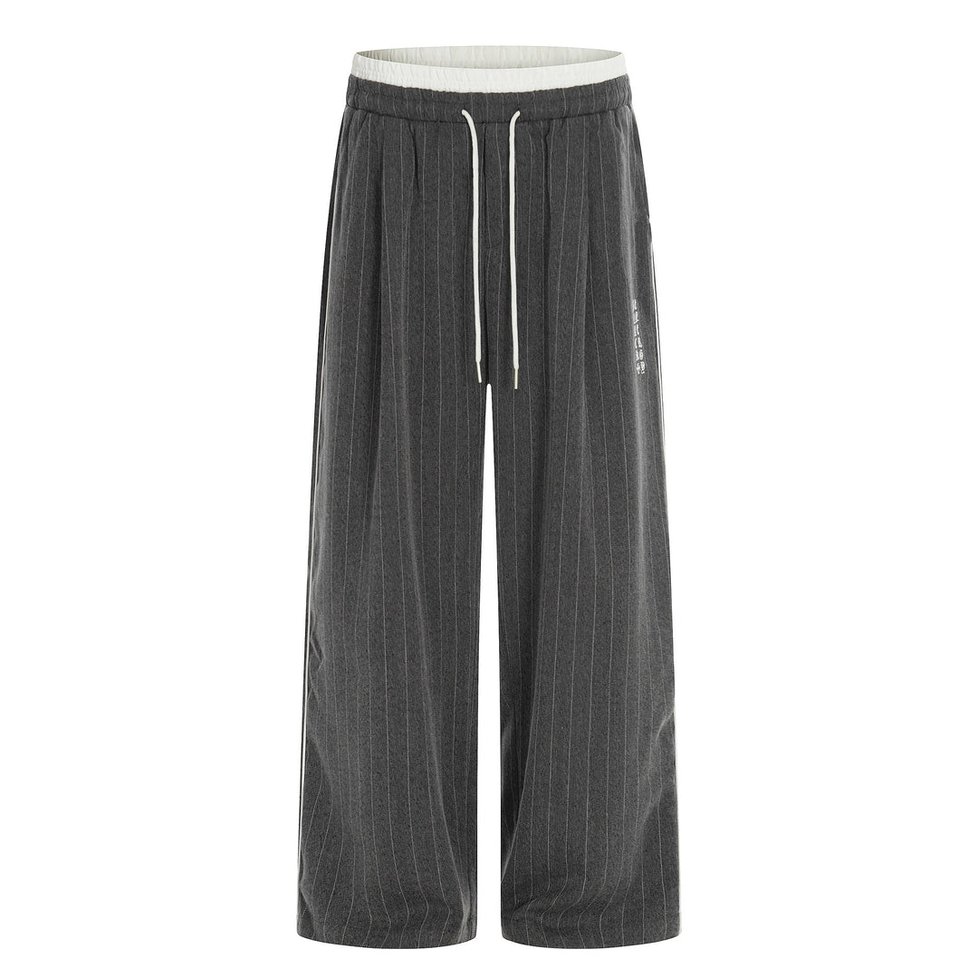 Damen Weite Pinstripe-Culotte-Hose mit elastischem Bund und Kordelzug Nord Taschen