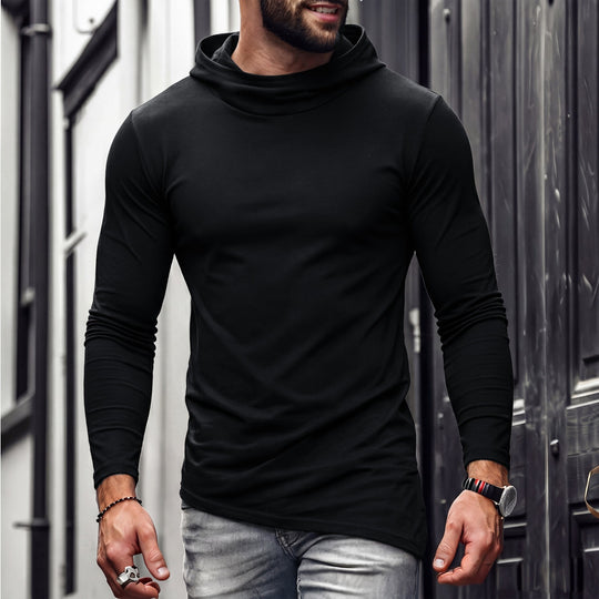 Herren Enganliegendes Langarmshirt mit hohem Schlauchkragen und asymmetrischem Saum Nord Taschen