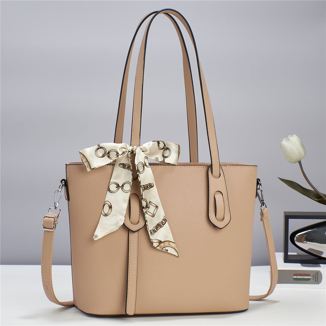 Damen elegant strukturierte Handtasche mit modischem Schal Nord Taschen