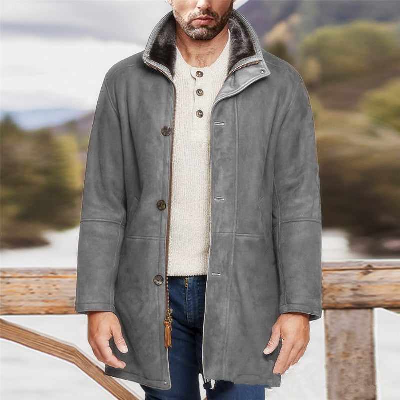 Herren Mantel im Fieldcoat‑Style mit Teddykragen und Zweiwege-Reißverschluss Nord Taschen