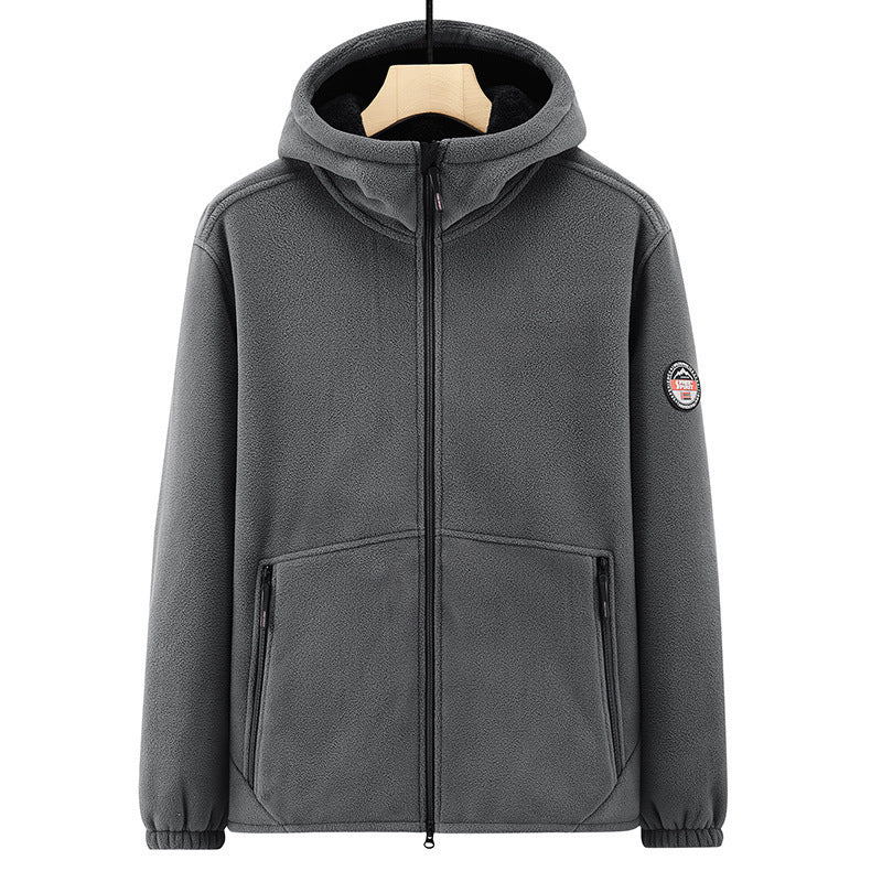 Herren Fleece-Kapuzenjacke mit Teddyfutter, Zwei-Wege-Reißverschluss und verdeckten Reißverschlusstaschen Nord Taschen