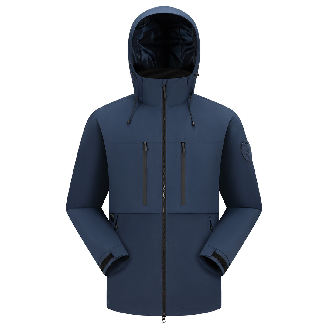 Herren Wasserdichte atmungsaktive Softshell Outdoorjacke mit verstellbarer Kapuze Nord Taschen