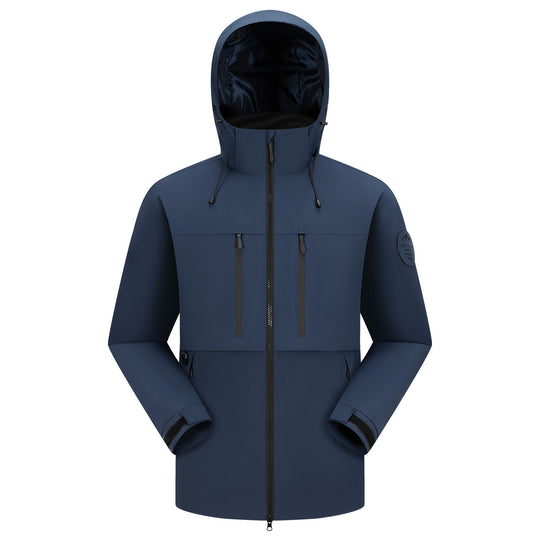 Herren Wasserdichte atmungsaktive Softshell Outdoorjacke mit verstellbarer Kapuze Nord Taschen