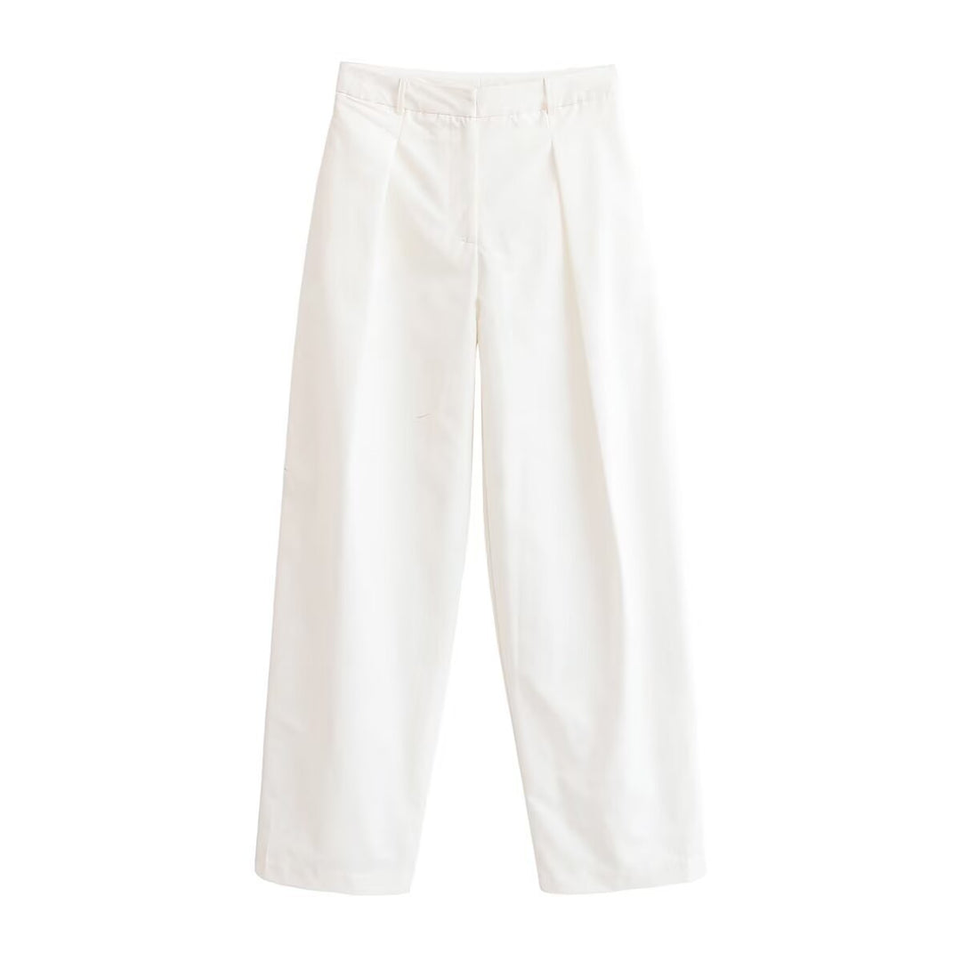 Damen Elegante High‑Waist Palazzo‑Hose mit Bügelfalte und geradem weitem Bein Nord Taschen