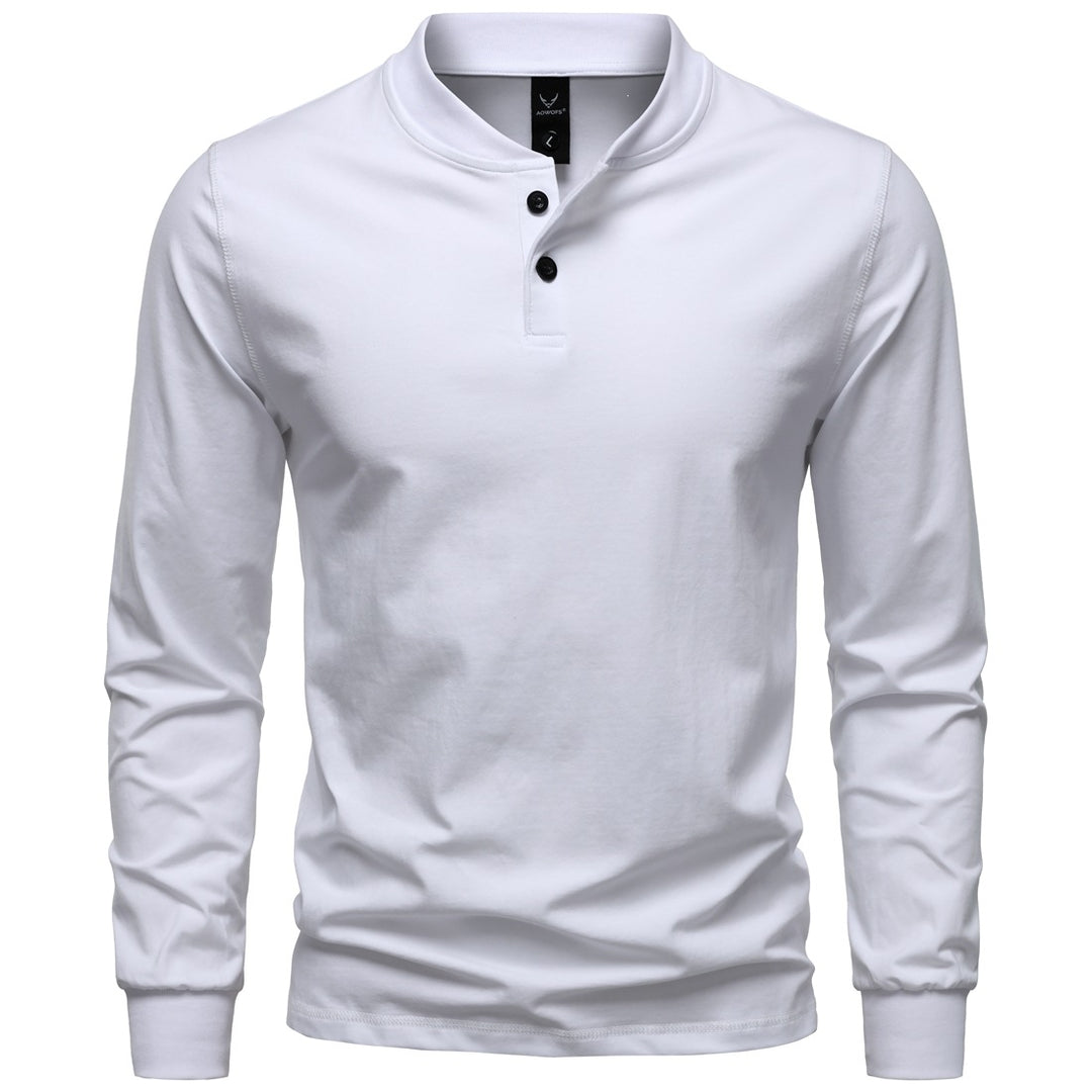 Herren Langarm-Henleyshirt mit Stehkragen und zweifacher Knopfleiste, Slim Fit, Baumwoll-Mix Nord Taschen