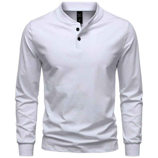 Herren Langarm-Henleyshirt mit Stehkragen und zweifacher Knopfleiste, Slim Fit, Baumwoll-Mix Nord Taschen