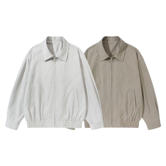 Unisex Kurz geschnittene Boxy-Blousonjacke mit Hemdkragen, verdecktem Reißverschluss und gerafftem Saum Nord Taschen