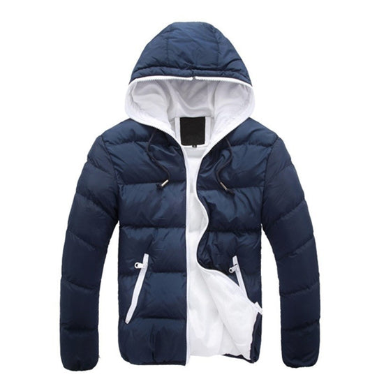 Herren leichte wattierte Kapuzenjacke mit kontrastierendem Innenfutter und Reißverschlusstaschen Nord Taschen