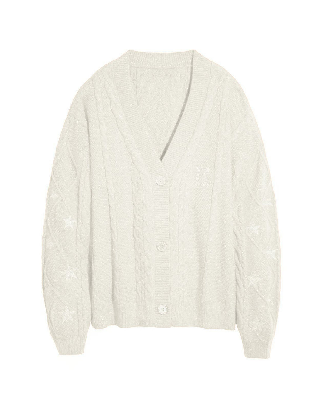 Damen Strickcardigan mit Zopfstrick, Stern‑Stickerei und Glanzfäden Nord Taschen