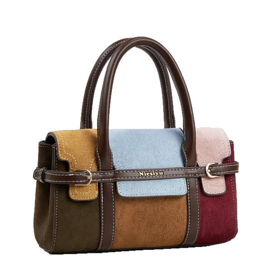 Damen dezente Handtasche aus hochwertigem Wildleder mit strukturiertem Design und dekorativem Tragegurt Nord Taschen