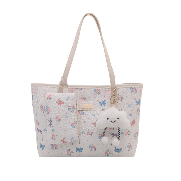 Damen modische Strandtasche mit floralem Stickmuster und separatem Kosmetiktäschchen Nord Taschen