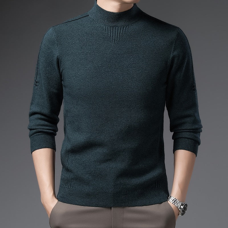 Herren Slim-Fit Strukturierter Feinstrickpullover mit kurzem Schlauchkragen und gerippten Säumen Nord Taschen