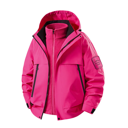 Herren multifunktionale Wasserfeste Softshell-Regenjacke mit abnehmbarer Fleece-Innenjacke Nord Taschen